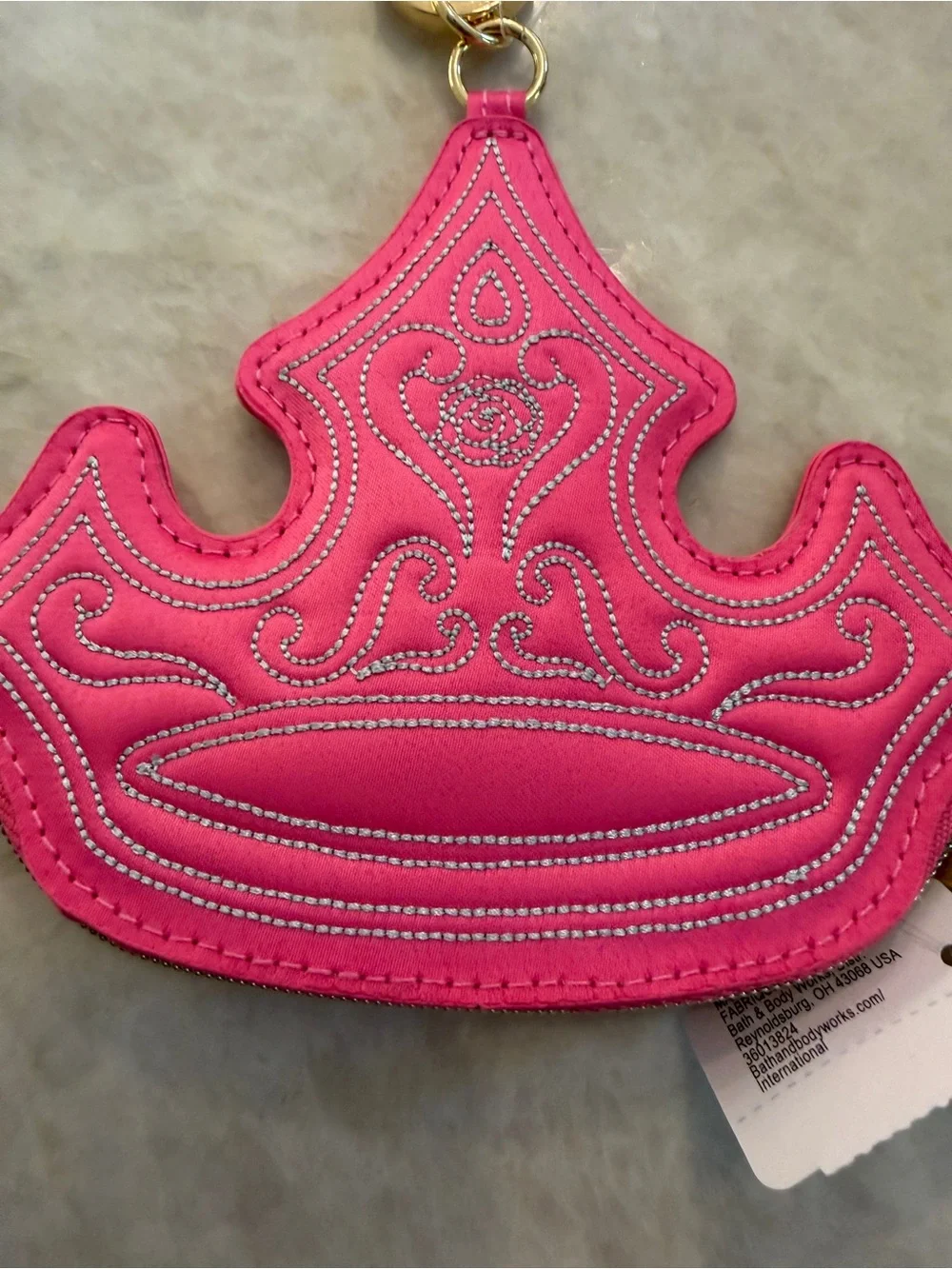 New Bath & Body Works Disney Princess AURORA Coin Purse Pink Crown Zipper Clip